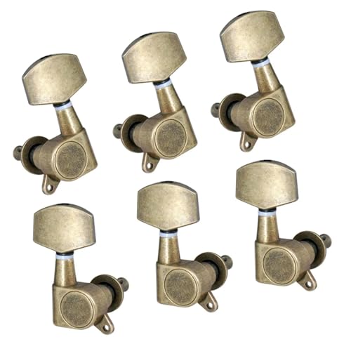 Strings Tuning Pegs Mechaniken Für Gitarre 6x Pegs 3L3R Vollständig geschlossene Stimmwirbelkopfteile aus Legierung für E-Gitarre (Color : Gold)