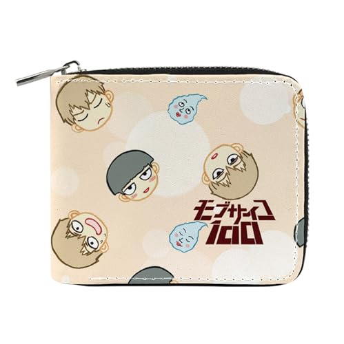 RYNDEX M-ob Psyc-ho 100 Geldtasche Anime, Spaß Süß Kawaii Kartenetui mit Münzfach, Kindergeldbörse für Ausweis Banknote Münze Foto(Color:Multicolor 12)