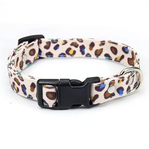 Leopard Pet Collar Design Hundehalsbänder Leine Beagle Pet Kit Hundehalsband und Leine Set für Mopshalsband Chihuahua-Schwarz,XL 2.0CM 30-37CM