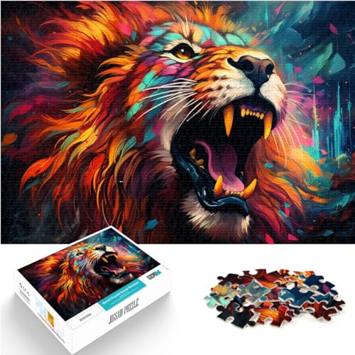 Puzzle für Fantasie, bunter Löwe, 1000-teiliges Puzzle für Erwachsene, Holzpuzzle, entspannendes geistiges Lernspielzeug, 1000 Teile (50 x 75 cm)