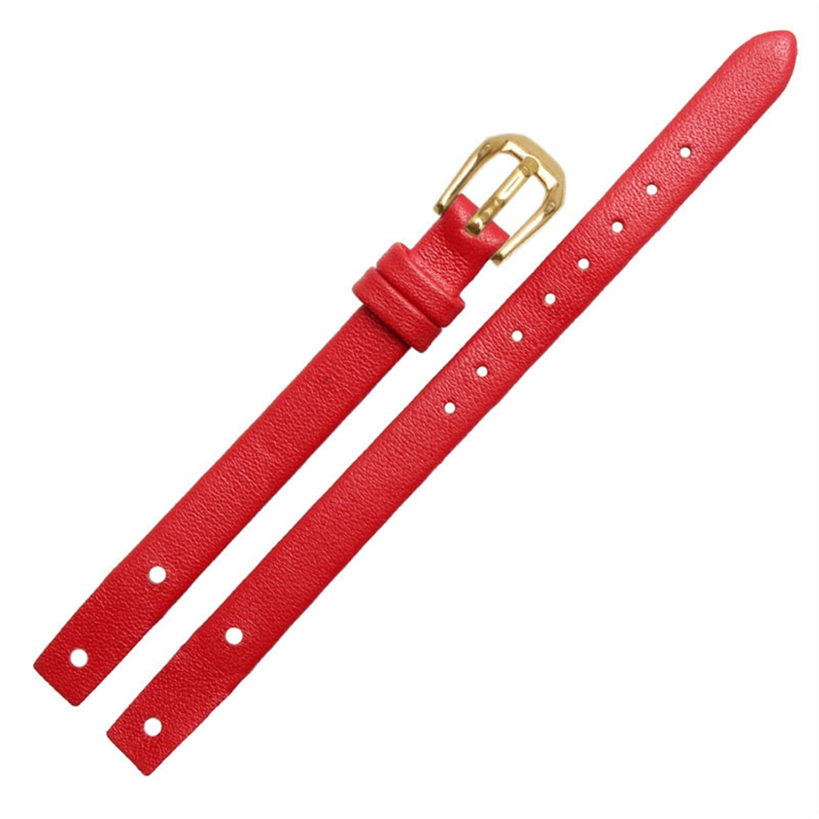 SCRUBY Echte Leder Lady Watchbänder für f ossil ES4340 ES4119 ES4000 Beobachten Sie Gurte mit Schraube 8 mm rot schwarz blau WhiteBracelet(Red gold,10mm gold clasp)