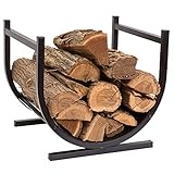 DOEWORKS Kaminholzregal Kaminholzunterstand Metall Feuerholzregal Brennholzregal Holzhalter 43cm L X 36cm W X 39cm H, Innen/Aussen