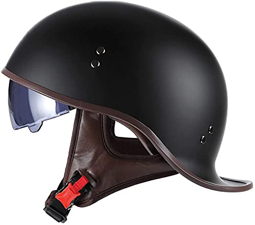 WRMIGN Retro Helm Jethelm mit Sonnenblende Schwalbenschwanz-Design Chopper Helm Roller Helm, mit Einstellbar Schnellverschluss-Gurt, für Cruiser Chopper Biker Moped ECE-Zulassung