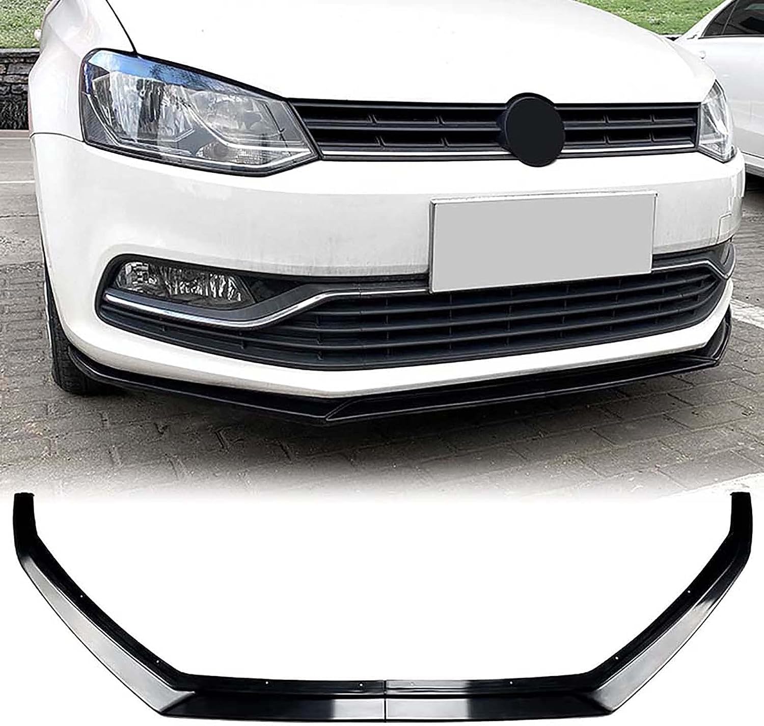 Frontlippe Spoiler für VW Polo 6R 6C 2009-2017,Auto Frontstoßstange Splitter Lip Spoiler Frontspoiler Protector Kits