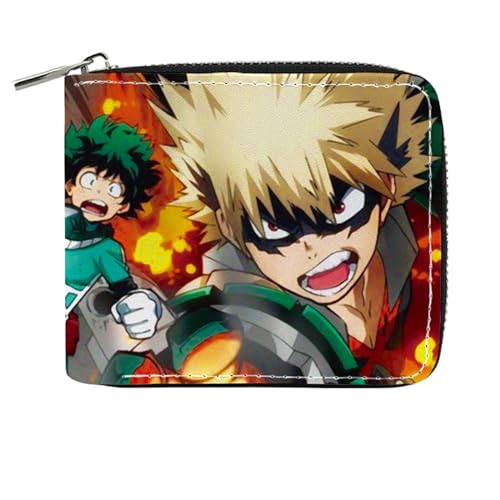 RYNDEX My He-ro Academ-ia Anime Wallets, Geldbörse Leder mit Reißverschluss, Mädchen Geldtasche mit Münzfach und Geldscheinfach(Color:Multicolor 5)