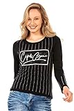 Cipo & Baxx Damen Langarmshirt Sweat Print Longsleeve Pullover Shirt Strass WL289 Schwarz L