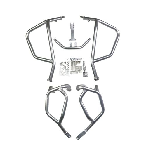 Motorrad Crashbars Für XL750 2023-2024 Motorrad Motor Crash Bar Untere Obere Halterung Motorrad Externe Zubehör Schutz Crash Bar Motorschutz Sturzbügel(Silver)