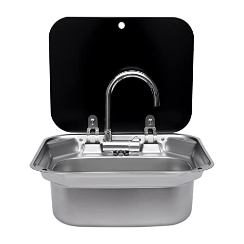 Rv Caravan Oder Boot Edelstahl Handwaschbecken Camping Spüle Bausatz Mit Wasserhahn Spülbecken Waschbecken Set Spülbecken Spüle Mit Deckel Silber