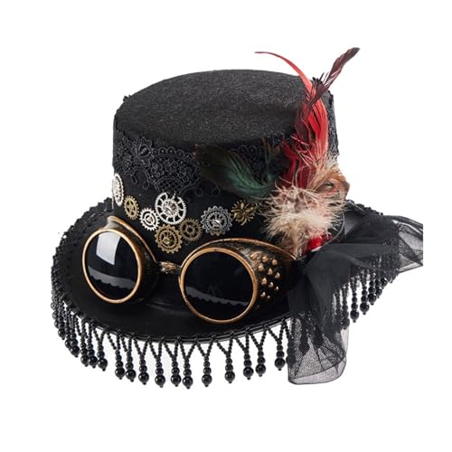 SANRLO Unisex Steampunks Brille Gear Hut Elegant Fedoras Cosplay Party Dress Up Hut Maskerades Kostüm