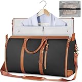 HIOPOIUYT Modische große PU-faltbare Anzugtasche für Damen, Gepäck, Handtasche, Reisen, Outdoor, Multifunktions-Organizer, Koffer, Kleidertasche, Sporttasche, Schwarz