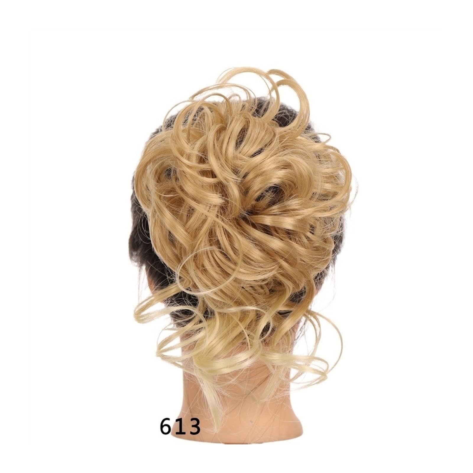 Bun Haarteile Dutt-Haargummis mit elastischem Band, Chignon, Pferdeschwanz, Hochsteckfrisur, Haarteile for Frauen und Mädchen, synthetische Haarteile, flauschiges, zerzaustes, welliges Haar Brötchen-H