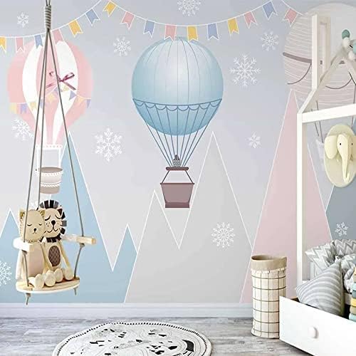 XLMING Stil Hand Gemalt Hilltop Heißluftballon Cartoon Kinderzimmer 3D Tapete Home Dekoration Wohnzimmer Sofa Schlafzimmer Tv Hintergrund Wand-150cm×105cm