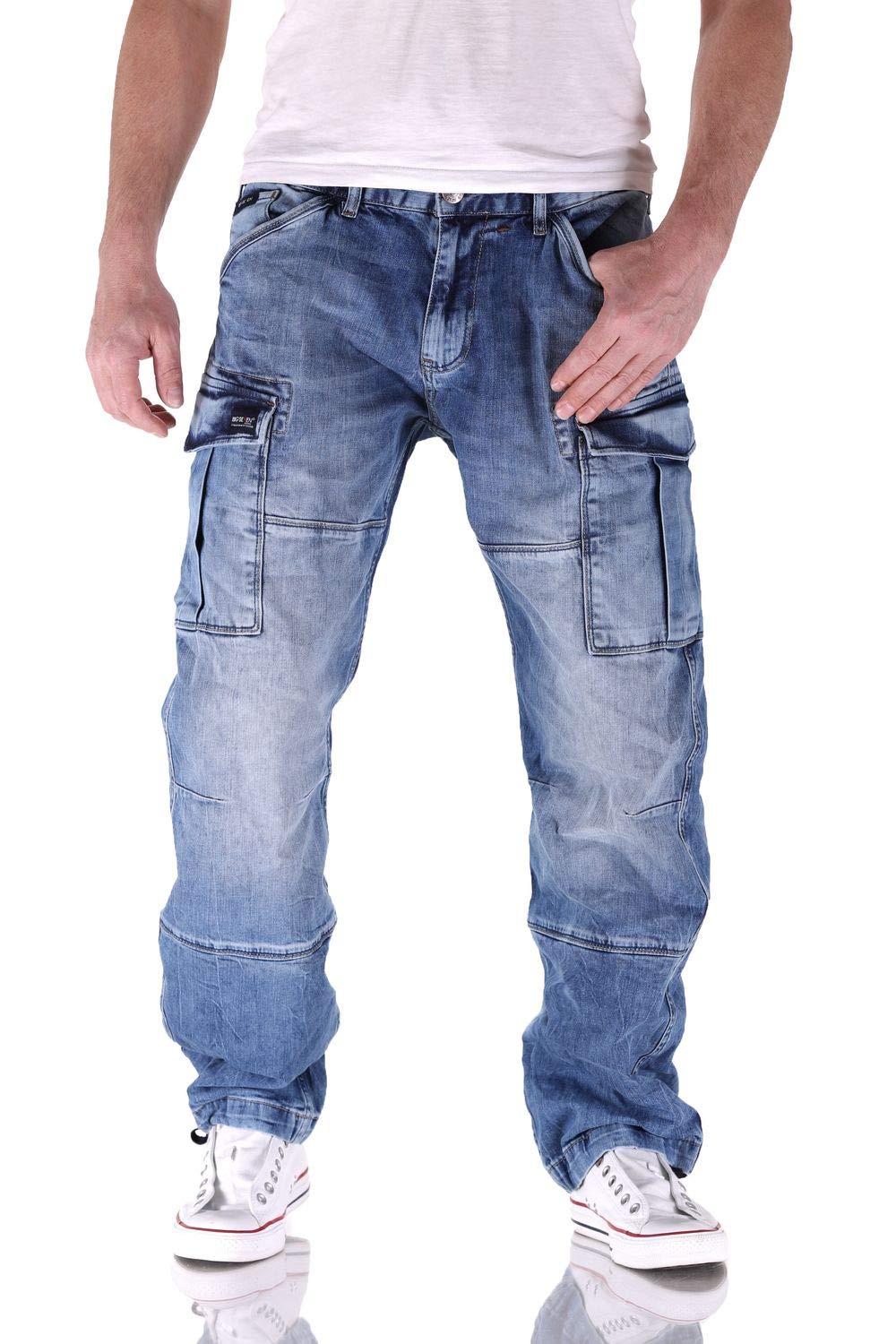 Big Seven Brian Medium Blue Cargo Herren Jeans, Hosengröße:W44/L32