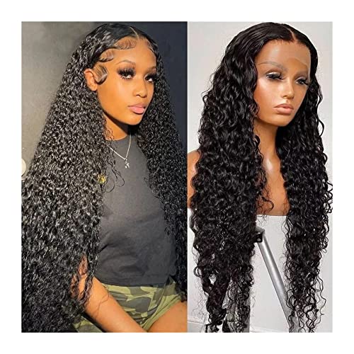 Perücken Lockiges Echthaar Perücke 13x4 360 HD Tiefe Welle Lace Frontal Perücken for schwarze Frauen 150% Brasilianisches Echthaar 13x6 Wasserwelle Remy Haar Lace Front Perücke Damenperücke (Color :