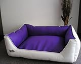 Hundebett Hundesofa Schlafplatz Kunstleder Acceso Farbe und Größe wählbar von XS bis XXL (80 cm X 60 cm, Weiss lila)