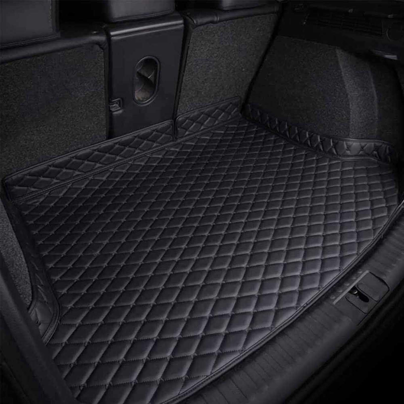 Auto Leder Kofferraummatten FüR Nissan X-Trail T32 (7-Seat) 2014-2023, Kofferraum Schutzmatte Teppich Kofferraumwanne Pad Staubdicht ZubehöR,A/Black