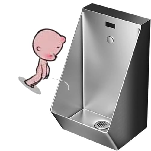 lwjunmm Urinal aus Edelstahl, intelligentes an der Wand montiertes Sensorurinal für Männer – kommerzielle spritzwassergeschützte Toilette, für Bars, mit automatischem Spülsystem,GrabGray