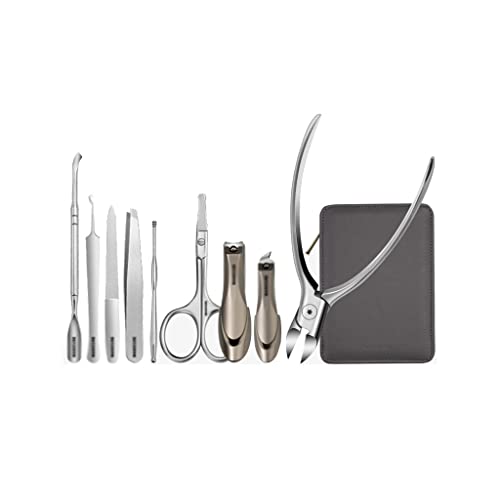 BONAD Zehennagelknipser 9-teilige Nagel-Klipper Set Professional Pedicure Nail Set Edelstahl Schönheitspflege-Werkzeuge Schönheitsset mit Pu. Lederhülse Unisex. Nagelknipser-Set (Color : C)