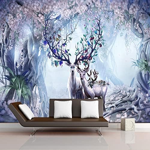 XLMING Cartoon Wald Elch Kinderzimmer 3D Tapete Home Dekoration Wohnzimmer Sofa Schlafzimmer Tv Hintergrund Wand-200cm×140cm