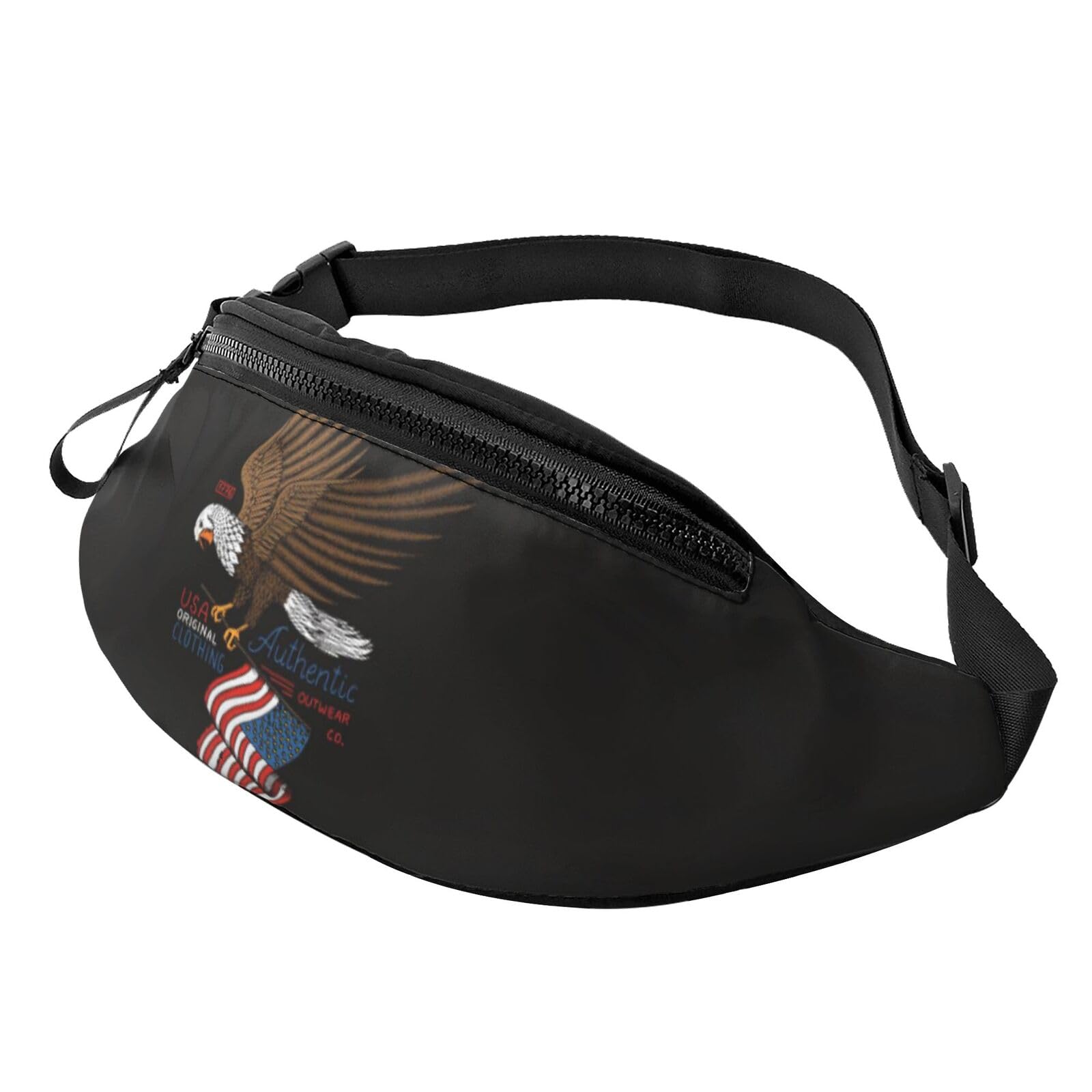 HSJFS Eiffelturm mit rotem Regenschirm bedruckt, modische Hüfttasche, verstellbare Hüfttasche, lässige Brusttasche, Patriotischer Adler mit amerikanischer Flagge, Einheitsgröße