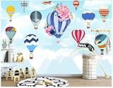 Einfacher Cartoon Heißluftballon Regenbogen 3D Tapete Poster Restaurant Schlafzimmer Wohnzimmer Sofa TV Dekorative Wand-150cm×105cm