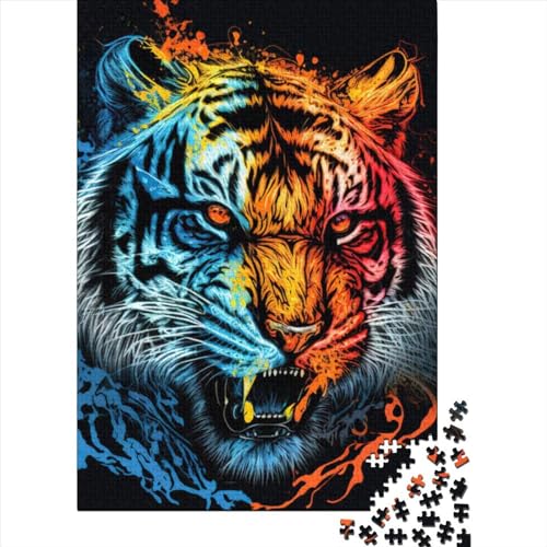 500 große Teile Puzzle für Erwachsene, Tiger, buntes Holzpuzzle, Puzzle für Erwachsene, Teenager, Familienspiele, Weihnachts- und Geburtstagsgeschenke, 52 x 38 cm