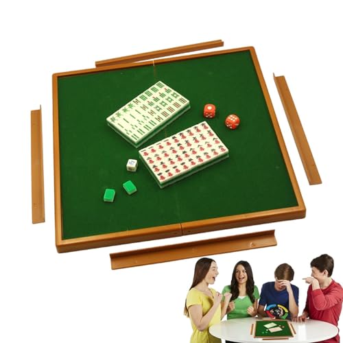 Fulenyi Reise-Mini-Mahjong,Mini-Reise-Mahjong-Set - Tragbares Mah-Jong mit 144 Spielsteinen aus Acrylmaterial | Chinesisches Mahjong-Fliesen-Set, traditionelles Spiel für Reiseparty-Picknick