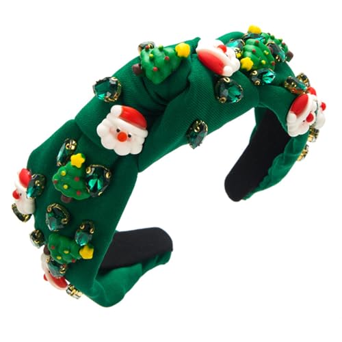 Knoten breite Krempe Stirnbänder für Frau Weihnachten Haarband mit Mini Santa/Baum Glitzer Weihnachten Stirnband für Mädchen