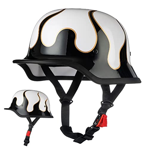 Halbschalenhelm Deutsche Motorrad Halbhelm Motorradhelm ECE-Zertifiziert Rollerhelm Jethelm Moped Helm Motorrad-Roller StraßEnmoped Halbhelm Unisex-Helm/GrößE:M~2XL