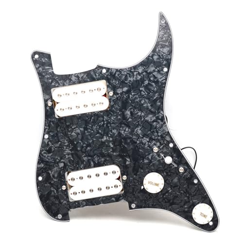 Schlagbrett Tonabnehmer für E Gitarre Elektrische Gitarre Pickup Panel ST SQ HH Elektrische Gitarre Schlagbrett Vordere Abdeckung Verdrahtung Montage Perle Farbe(Black pearl panel-white pickup)