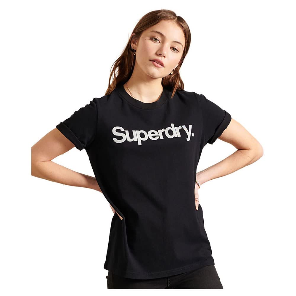 Superdry Damen CL Tee T-Shirt, Black, M