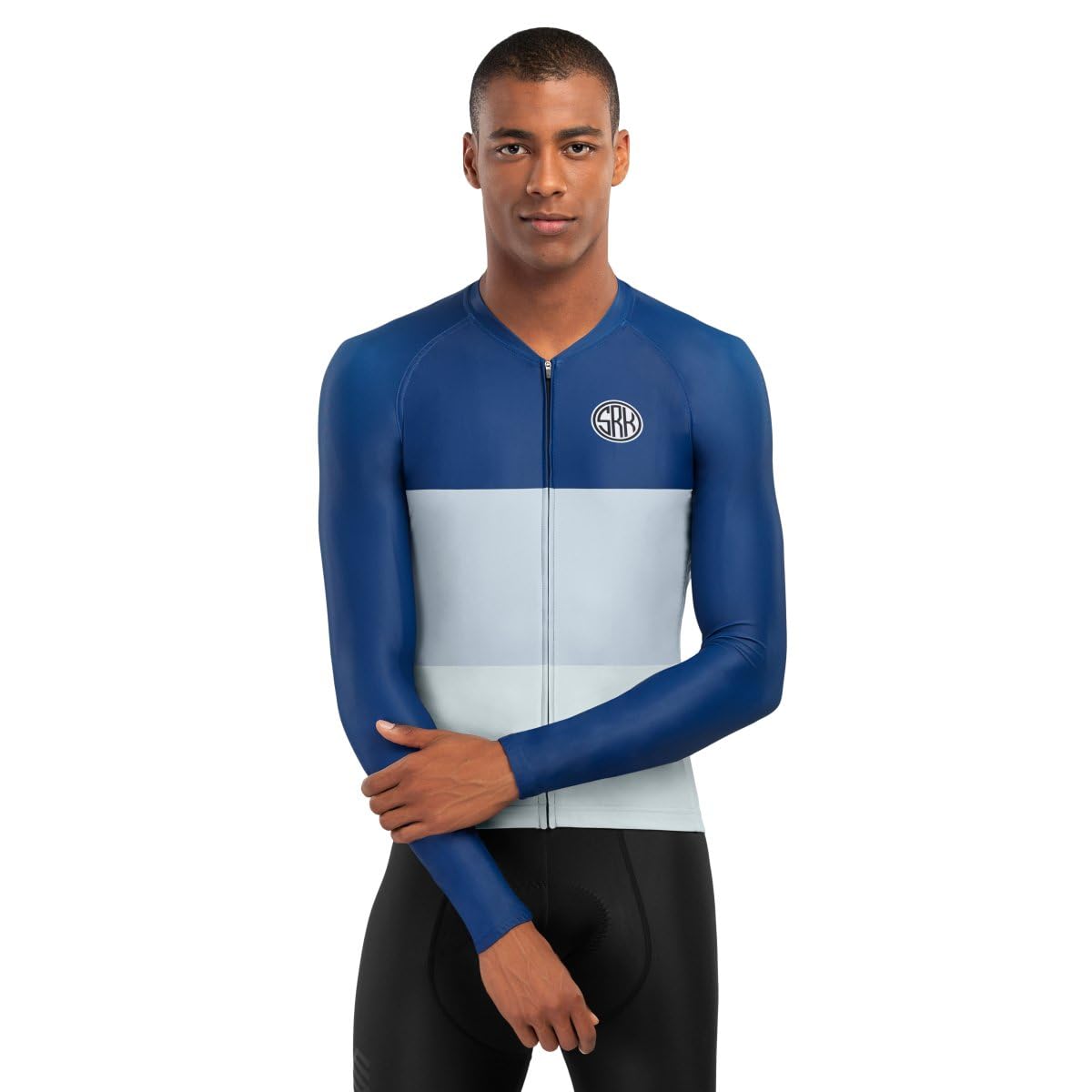 SIROKO - Langärmeliges Radtrikot M2 Grand Tour - L - Blau/Grau/Weiß