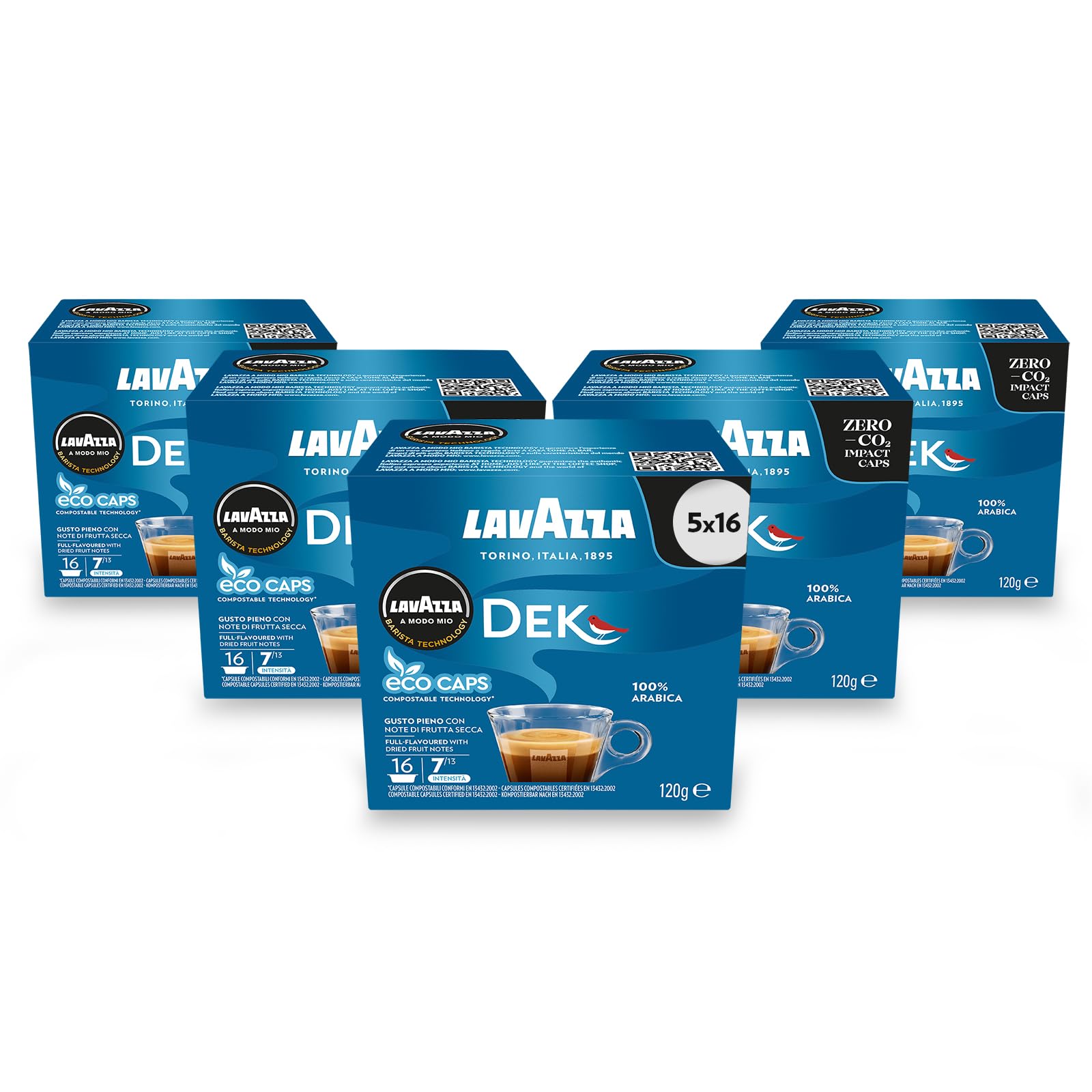 Lavazza A Modo Mio Espresso Dek Cremoso, Kaffee, Entkoffeiniert, Kaffeekapseln, Arabica, 80 Kapseln