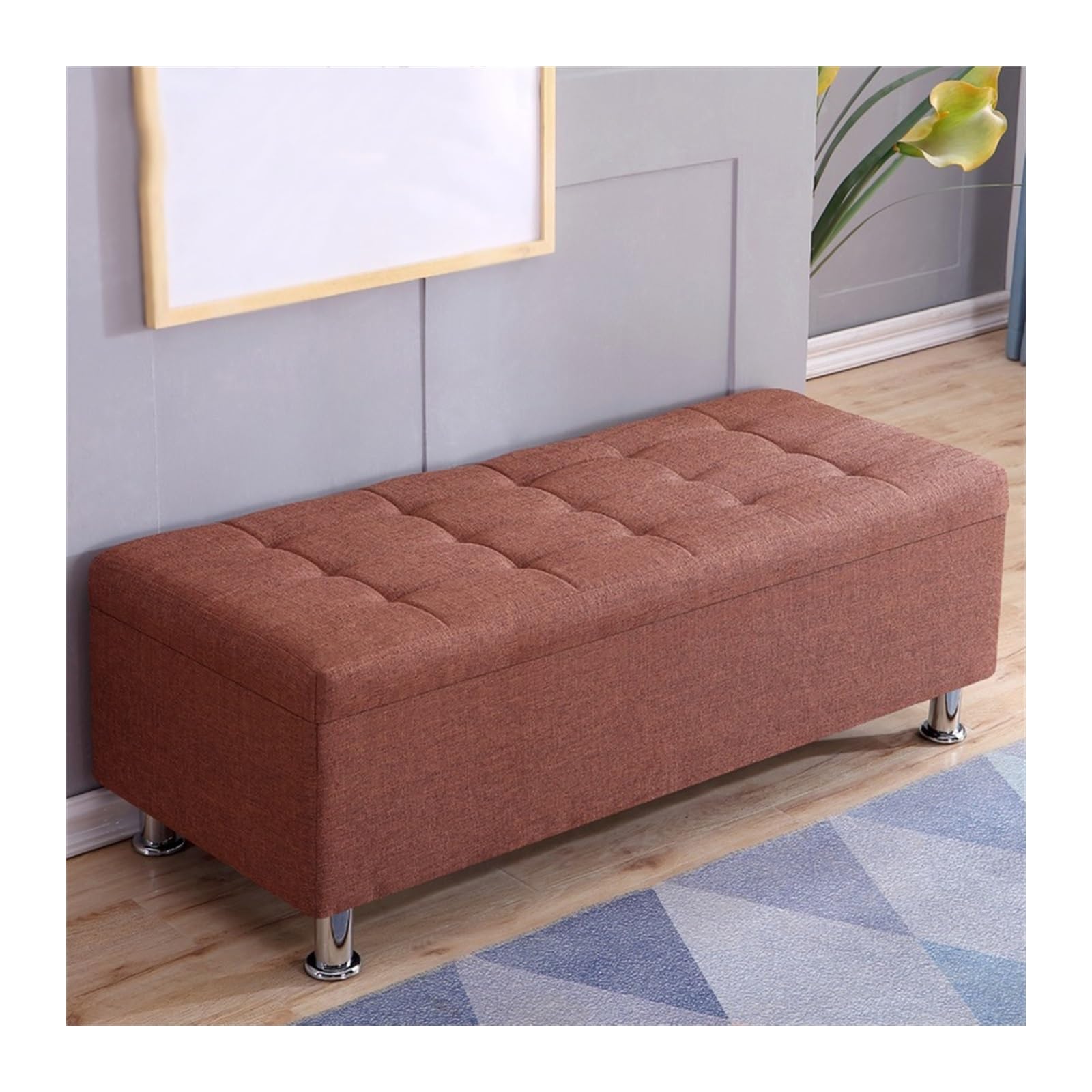 Schuhregal Rechteckiger Sofahocker, Schuhputzhocker, Nachttischhocker, multifunktionaler Aufbewahrungshocker, Hocker for Ankleidezimmer, Umkleidekabine Schuhrschrank(Light brown,70*30*35cm)