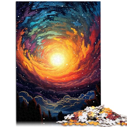 Puzzle für farbenfrohen, psychedelischen Sternenhimmel. 1000-teiliges Holzpuzzle eignet ganze Familie und die 1000 Teile (50 x 75 cm)