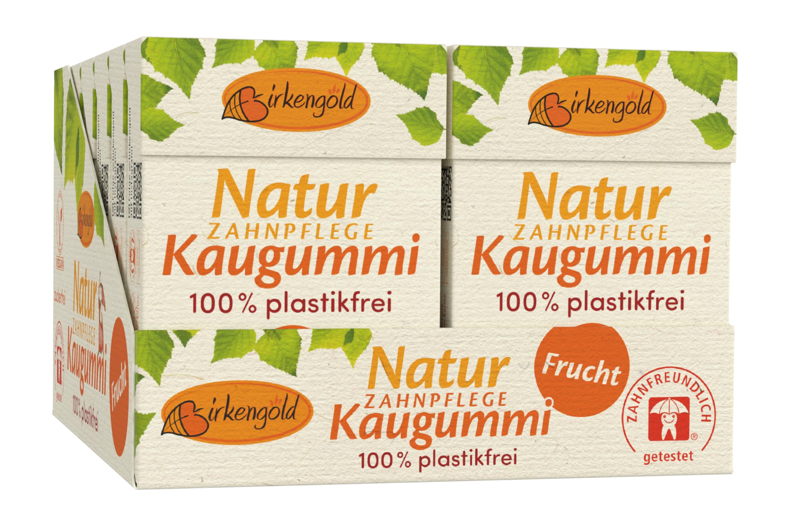 *NEU* Birkengold Natur Zahnpflege Kaugummi | Frucht | plastikfrei | 12x28g | Natürliche Kaumasse (Chicle) | Ohne Erdöl | Zuckerfrei | Naturkosmetik zertifiziert