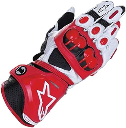 Original Leder-Motorradhandschuhe, schützende Renn-Motorradhandschuhe, rot, XL