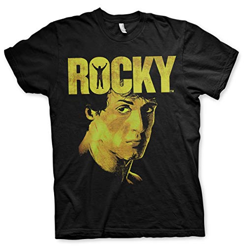 Rocky Offizielles Lizenzprodukt Sylvester Stallone Herren T-Shirt (Schwarz), Small