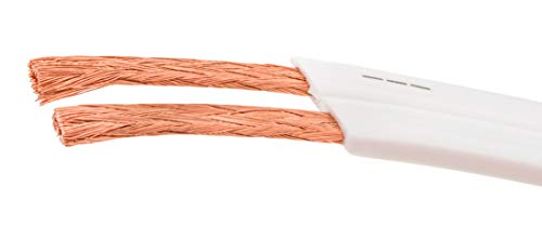 DCSk 20m - 2x1,5mm² flaches Lautsprecherkabel weiß I flexibles OFC Kupferkabel für HiFi Audio I Boxenkabel mit Isolierung I PROflat 15