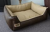 Hundebett Hundesofa Schlafplatz Kunstleder Similpelle Farbe und Größe wählbar von XS bis XXL (50 cm X 40 cm, braun beige)