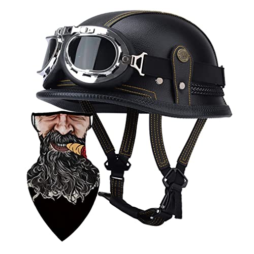 Halbschalenhelm mit DOT/ECE Motorradhelm Motorrad Halbhelme Open Face Helm Jethelm Rollerhelm Motorrad-Halb offener Helm Mopedhelm Cruiser Chopper Helm