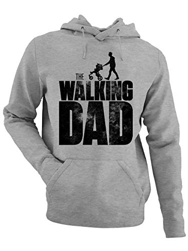 clothinx Herren Kapuzenpullover - The Walking Dad - Baby - Papa Hoodie Geschenkidee für werdenden Vater zur Geburt Vatertagsgeschenk Grau/Schwarz Größe 3XL