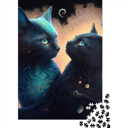 500-teiliges Puzzle für Erwachsene und Teenager. Kunst: Bunte Katzen. Puzzles für Erwachsene und Teenager. Anspruchsvolles Spiel (Größe 52 x 37 cm).