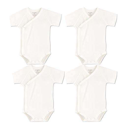 Blueleyu Unisex Baby Body Kurzarm Onsies Baumwolle Baby Body Pack Cardigan Onsies Säuglinge, 4 Stück, weiß., 50