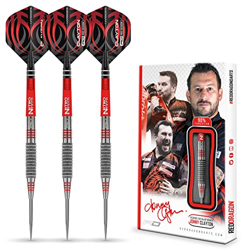 RED DRAGON Jonny Clayton Element 24 Gramm Premium Tungsten Darts Set mit Flights und Stielen