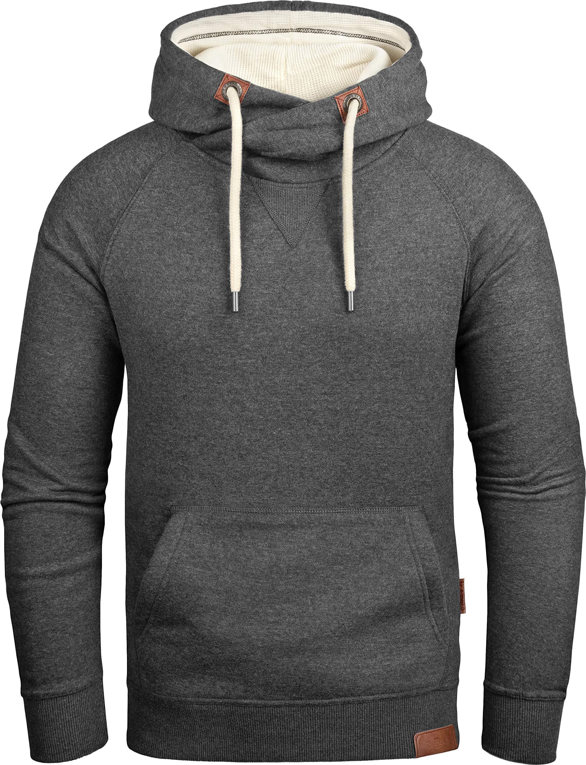 Grin&Bear Herren Kapuzenpullover mit Cross Over Kapuze anthrazit, L, GEC477