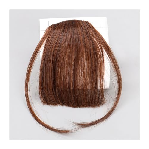 Pony Extension für Damen Synthetische Perücke, Air Bangs, for Damen, natürlich, kurz, braun, blond, schwarz, Kunsthaar, Fransenverlängerung Fringe Bangs(Brown-L2)