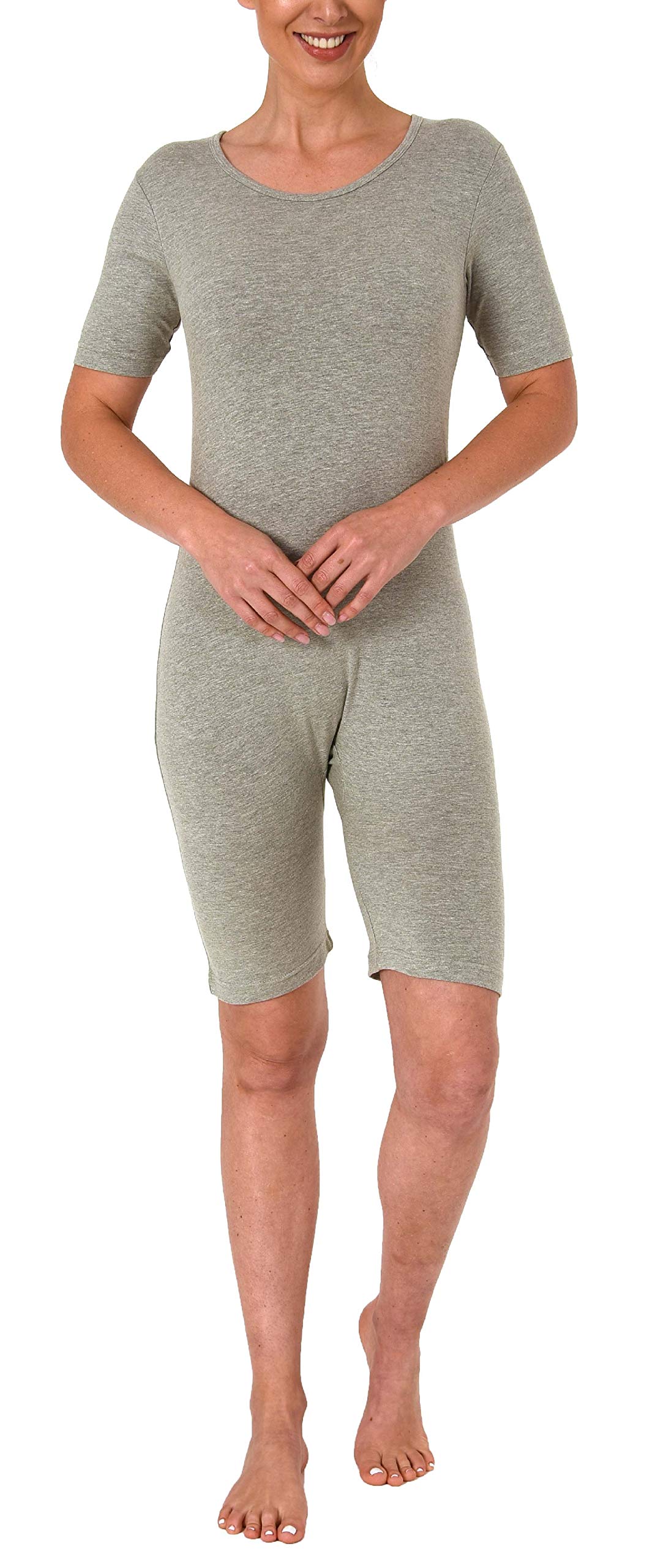 Normann Care Pflegebody kurzarm - UNISEX - mit diagonalem Reißverschluss am Rücken - 64612, Grösse:XXL, Farbe:grau