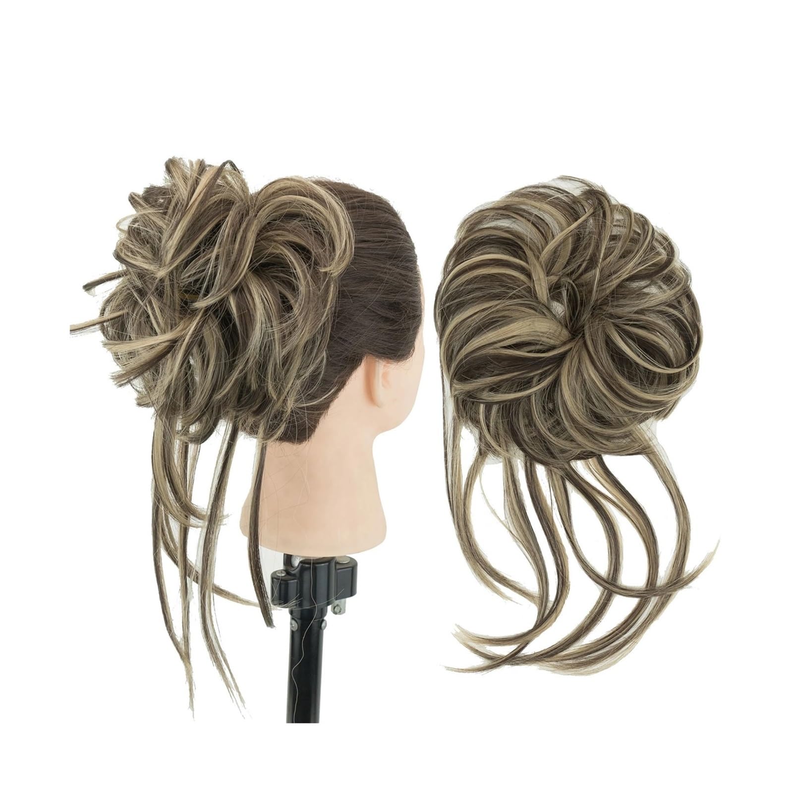 Haarteil Haargummi Unordentlicher Haarknoten Hochsteckfrisur Lange Haargummis Wickeln Pferdeschwanzverlängerung Gewellte Haarteile Chignon Stirnband Haarverlängerung(Mixed Brown)