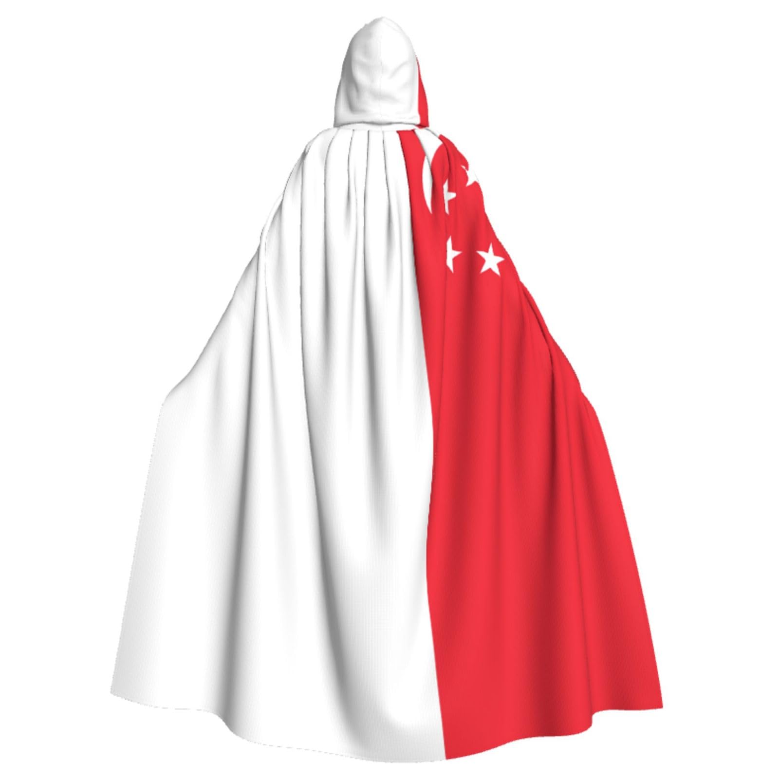 WURTON Eleganter Kapuzenumhang mit Singapur-Flagge, für Halloween, Karneval, Mottopartys, Cosplays, Erwachsene, Unisex